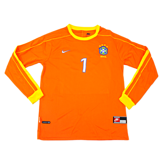 1998 Brasil Equipacion Portero Naranja Manga Larga